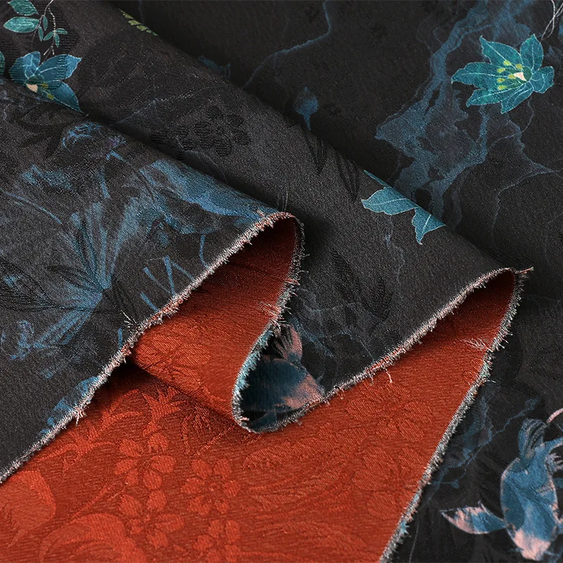 tissu à fleurs jacquard robuste cheongsam hanfu, tissu pour vêtements, style ethnique, tissu floral de style national tissu à fleurs jacquard robuste cheongsam hanfu, tissu pour vêtements, style ethnique, tissu floral de style national