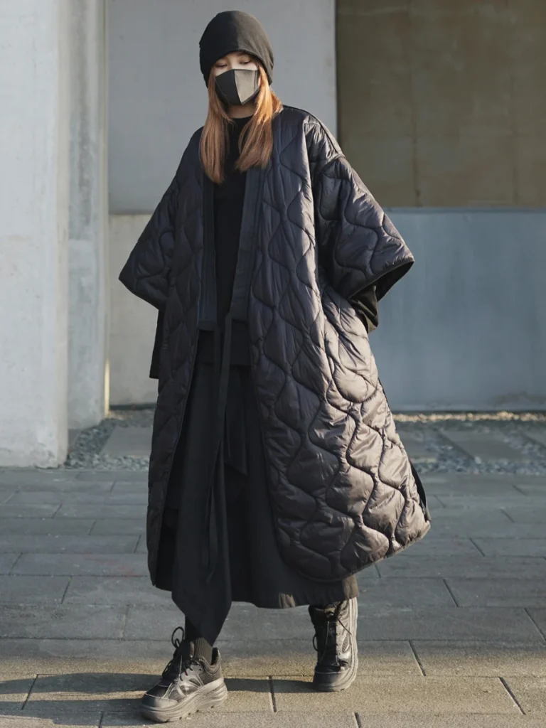 2025 nouveau noir foncé hiver japonais Kimono pansement Robe ample longue coton rembourré veste hiver chaud Long manteau pour les femmes