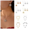 ensemble de bijoux de noël en alliage de zinc, pendentif en strass, boucles d'oreilles pendantes, collier flocon de neige coloré, quotidien