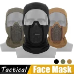 Cagoule tactique en maille, masque Airsoft Paintball, Protection complète du visage, capuche de Style Ninja, masque métallique en acier, Design pliable