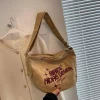sac en toile simple japonais, sac à bandoulière de grande capacité pour classe de banlieue, fourre tout brodé pour femmes, sacs seau