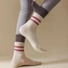 chaussettes de yoga femmes coton tricoté entraînement intérieur danse chaussettes de sport décontracté rayé silicone antidérapant gymnase fitness pilates chaussettes sox