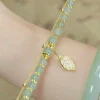 bracelet en jade vert de style chinois pour femmes, couleur or exquise, feuilles, double chaîne, cadeaux pour filles, 2026