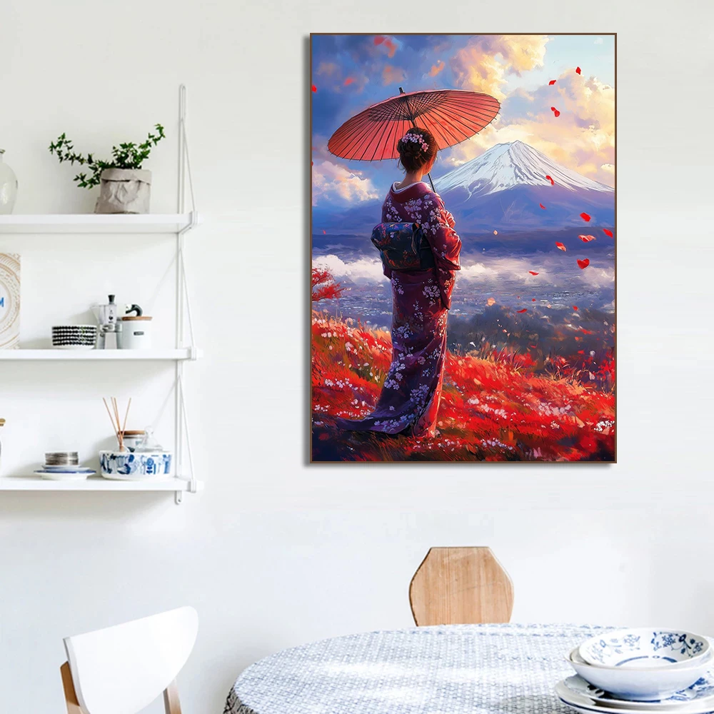 affiche d'art japonaise samouraï geisha parapluie bonsaï sakura, peinture sur toile de paysage, imprimés muraux, image pour décoration de chambre et de maison affiche d'art japonaise samouraï geisha parapluie bonsaï sakura, peinture sur toile de paysage, imprimés muraux, image pour décoration de chambre et de maison