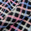 tissu tweed en coton pour manteau, ligne multicolore, carreaux noirs, bricolage