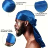 【nouveau】 bonnet durag en soie pour hommes, bandana soyeux du rag doo rag, casquette ondulée à longue queue