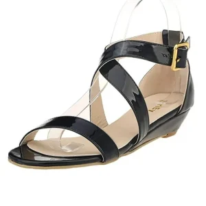 Sandales compensées à plateforme pour femmes, Style Simple, décontractées, bout ouvert, lanière à la cheville, talons hauts, robe de soirée, chaussures de mariage, grande taille