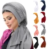 Hijabs musulmans de couleur unie pour femmes, foulard, Turban, chapeau tressé, couverture de cheveux, accessoire tendance, bandeau pour femmes Hijabs musulmans de couleur unie pour femmes, foulard, Turban, chapeau tressé, couverture de cheveux, accessoire tendance, bandeau pour femmes