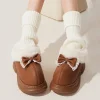 japonais doux nœud papillon moelleux bottes de neige femmes imperméable gros orteil coin bottes d'hiver femme semelle épaisse chaud coton rembourré chaussures