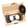 noeud papillon de mariage pour hommes classique bordeaux pré attaché noeud papillon broche boîte en bois ensemble pour spectacle de fête noeud papillon marié meilleur homme cadeau