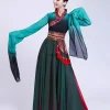 costume de danse folklorique traditionnelle chinoise pour femmes, vêtements de danse yangko pour adultes, broderie élégante, vêtements d'entraînement pour spectacle de danse
