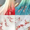 tissu en mousseline de soie chic avec broderie dégradée, feuille de lotus koi, tissu de styliste de style chinois, bricolage, couture, costume de scène, chemises habillées hanfu
