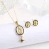 nouveau à la mode créatif ovale st. jude zircone ensemble de bijoux collier boucles d'oreilles classique pour bijoux religieux accessoires pour hommes femmes