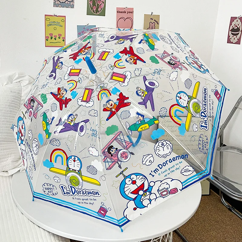 parapluie automatique transparent doraemon cartoon pour garçons et filles, parapluie manuel pliant kawaii, parapluies colorés en pvc, cadeaux y2k parapluie automatique transparent doraemon cartoon pour garçons et filles, parapluie manuel pliant kawaii, parapluies colorés en pvc, cadeaux y2k