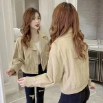 Veste courte doublée en velours côtelé pour femme, vêtements élégants, mode jeune, promotion, printemps, automne, mixte, Harajuku, 2025 Veste courte doublée en velours côtelé pour femme, vêtements élégants, mode jeune, promotion, printemps, automne, mixte, Harajuku, 2025