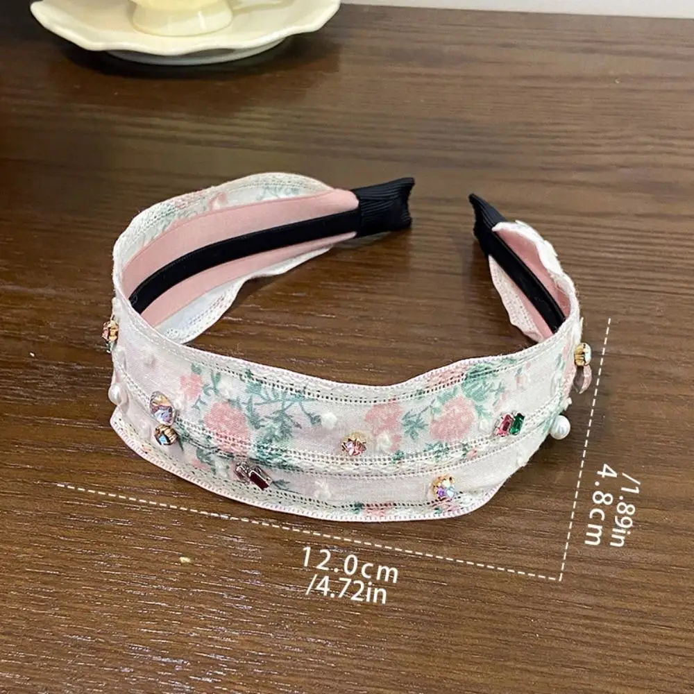 bandeau en dentelle brodé de style coréen créatif, fleur florale, strass, ruban, accessoires pour cheveux, cerceau pour femmes bandeau en dentelle brodé de style coréen créatif, fleur florale, strass, ruban, accessoires pour cheveux, cerceau pour femmes