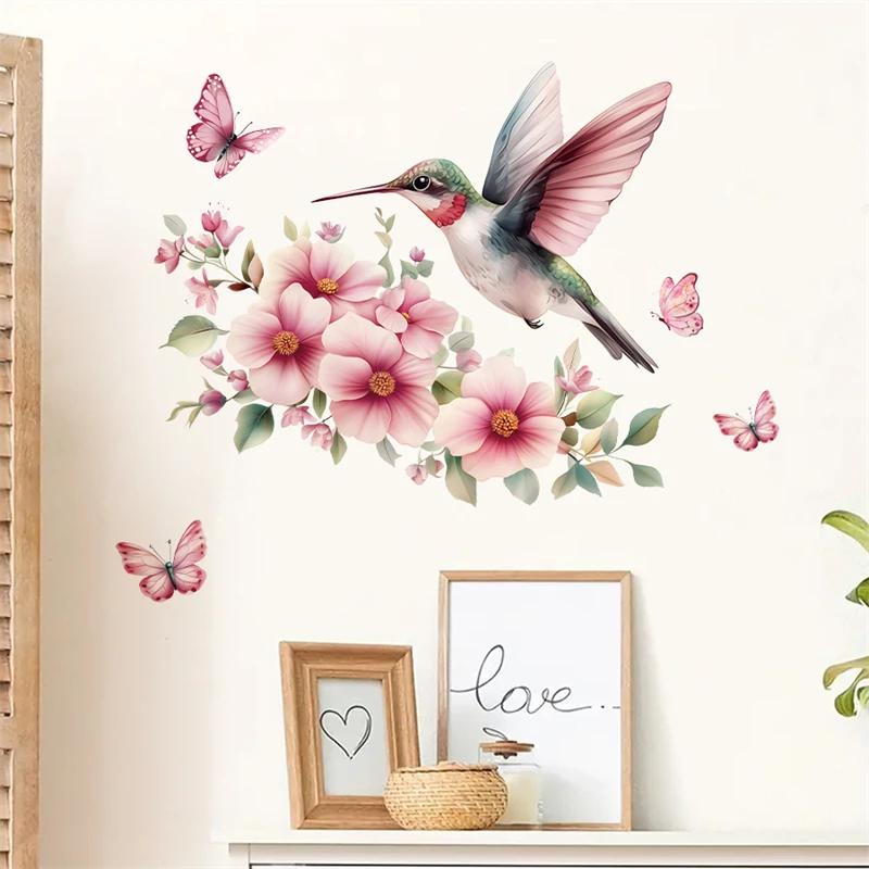 Rose fleur papillon oiseau chambre salon Stickers muraux décoration de la maison fond mur embellir pâte murale Art Mural Rose fleur papillon oiseau chambre salon Stickers muraux décoration de la maison fond mur embellir pâte murale Art Mural