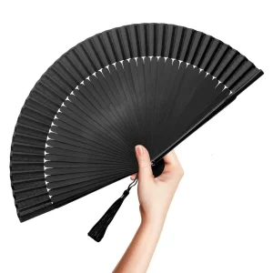 Éventail à main pliant bois danse bambou os ventilateur soie Antique pliant ventilateur dame chinois Fans cadeau mariage tenu ventilateurs noir pliant ventilateur