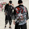 Ensemble Cardigan et pantalon Kimono japonais grande taille 5XL 6XL, chemise imprimée démon pour hommes et femmes, Costume de Cosplay Tradition Yukata Haori Obi