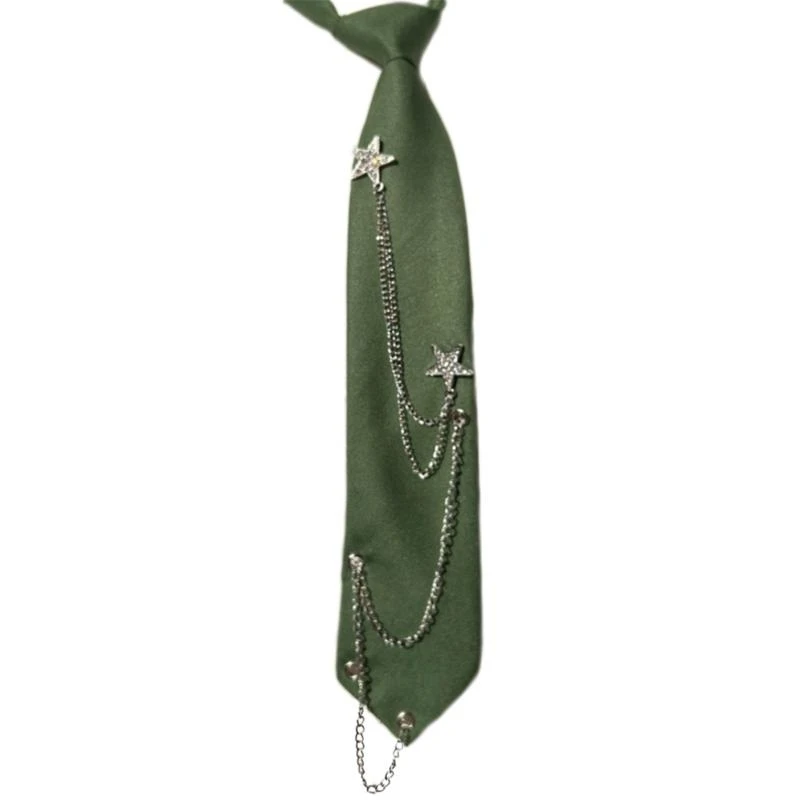 japonais punk tie étudiant uniforme vintage étoile chaîne pré attachée pour femmes japonais punk tie étudiant uniforme vintage étoile chaîne pré attachée pour femmes