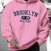 hommes sweats à capuche harajuku col rond à capuche mode surdimensionné à capuche automne confortable survêtement brooklyn est 1998 new york impression