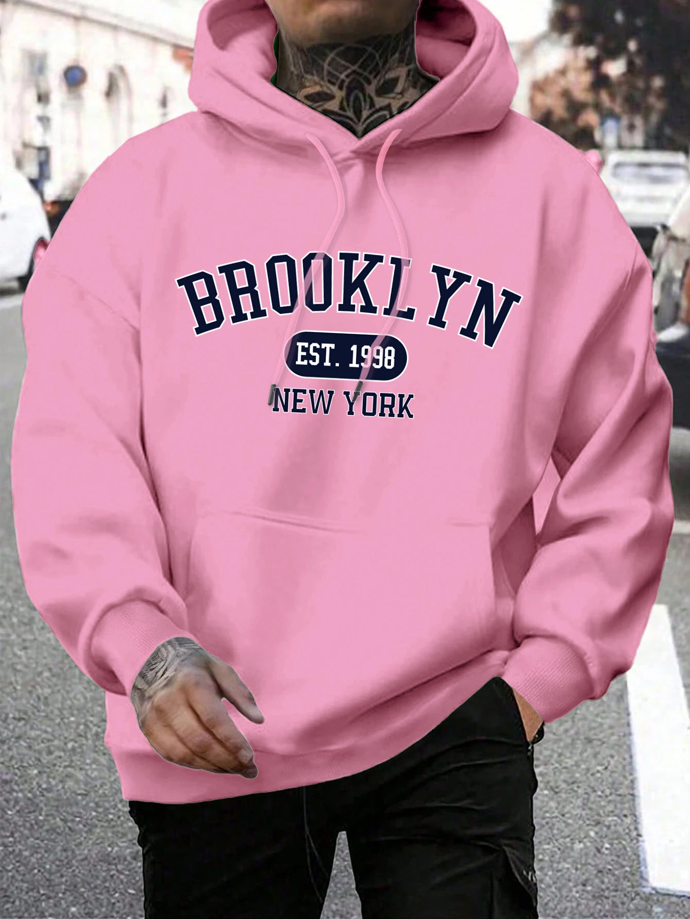 hommes sweats à capuche harajuku col rond à capuche mode surdimensionné à capuche automne confortable survêtement brooklyn est 1998 new york impression hommes sweats à capuche harajuku col rond à capuche mode surdimensionné à capuche automne confortable survêtement brooklyn est 1998 new york impression