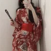 kimono japonais sexuel, vêtements de nuit sexy, tenue de cosplay pour femmes, robe de style traditionnel yukata sakura, pyjama, ceinture en soie douce