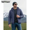 tacvasen hiver léger vestes bouffantes hommes matelassé polyester nylon veste séchage rapide à capuche vers le bas isolé coupe vent manteau