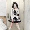 jupe trapèze noire harajuku lolita pour femmes, jupe en dentelle à pois, clé de piano douce, taille haute, vêtements à la mode coréenne 2025, y2k