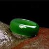 bague en jade hetian vert naturel, amulette en jadéite chinoise, bijoux de charme à la mode, artisanat sculpté à la main, cadeaux pour femmes et hommes
