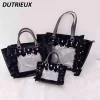 sacs à main en velours à volants pour femmes, sac à dos de dessin animé, style japonais, décontracté, élégant, portable, printemps, automne, nouveau