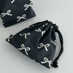 Mini sac à cordon rayé avec nœud papillon, pochette de rangement de cosmétiques, portefeuille pour femmes, Mini pochette à ficelle Kawaii, Mini sac de rangement pour filles