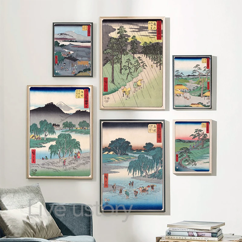 affiche de paysage traditionnel japonais, toile d'art imprimée, peinture sur toile de style japonais, image murale, décoration de maison affiche de paysage traditionnel japonais, toile d'art imprimée, peinture sur toile de style japonais, image murale, décoration de maison