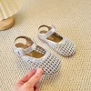 filles chaussures de plage tissage évidé enfants demi sandales style coréen 2025 été nouveaux enfants décontracté princesse chaussures doux à la mode
