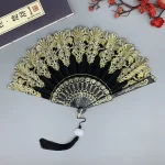 Éventail gothique Lolita en dentelle pour femmes, Vintage, victorien, noir, blanc, rouge, Rose, Cosplay, accessoire Photo de fête d&rsquo;halloween