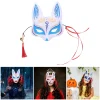 masques de renard japonais cosplay peints à la main masques de chat à demi visage fleur de cerisier mascarade festival fête accessoires cosplay