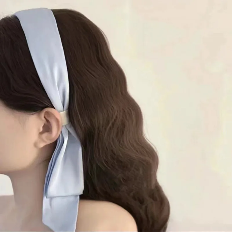 bandes de cheveux vintage avec nœud en ruban pour femmes et filles, élégantes, couleur unie, tempérament, large cerceau pour cheveux, accessoires de coiffure bandes de cheveux vintage avec nœud en ruban pour femmes et filles, élégantes, couleur unie, tempérament, large cerceau pour cheveux, accessoires de coiffure