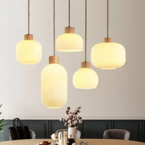 Lampes suspendues en verre minimalistes nordiques lampes suspendues LED japonaises pour salle à manger salon cuisine lampe de chevet décoration de la maison
