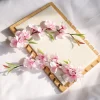 accessoire pour cheveux hanfu en épingle à cheveux en fleur de pêcher – pince à cheveux en soie rose pour femmes, ornement de cheveux féerique de style traditionnel chinois, ele