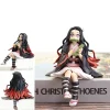 demon slayer anime action figure, kamado, tanjirou, nezuko, posture assise, modèle en pvc, collection butter toy gift for kids, 10 15cm
