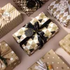 50*70 cm pliable or estampillé papier d'emballage cadeau plaid classique papier kraft papier d'emballage bricolage artisanat papier décoration de vacances
