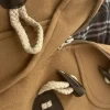manteau à capuche de style preppy japonais pour femme, uniforme kahaki/marine jk, longueur moyenne, avec bouton en corne, sourire, coréen, automne hiver