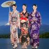 costume de cosplay kimono japonais traditionnel, robe kimono élégante de style japonais sakura pour fille, imprimé floral asiatique
