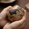 tasse à thé en porcelaine à bois d'imitation japonaise, bol à thé rétro en céramique chat zhiye, grande tasse principale unique pour la maison, service à thé kung fu