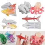 Moule en résine époxy 3D en forme de poisson Koi, Animal océan, carpe, poulpe, moulage époxy, moule en Silicone, décoration d&rsquo;aquarium, fabrication de bijoux