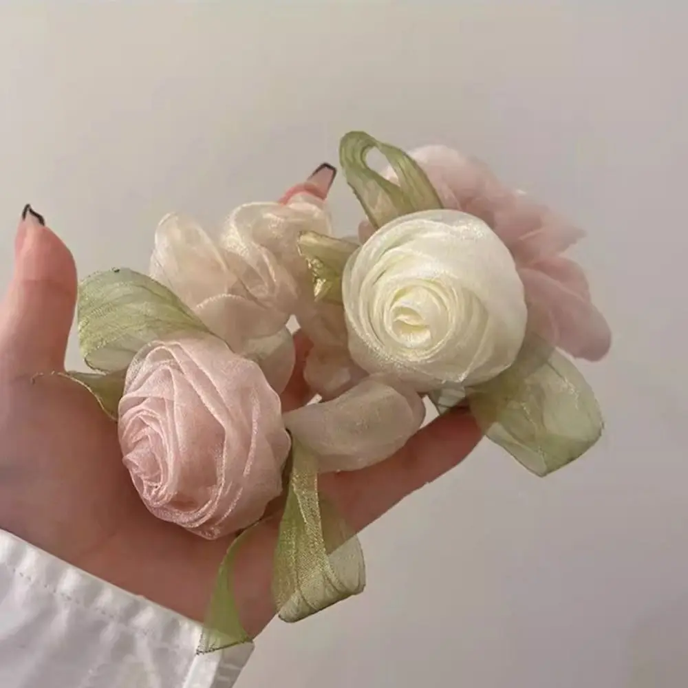 Chouchous à fleurs de rose en maille, accessoires pour cheveux, cravates simples, anneau de cheveux, porte-queue de cheval, ULà cheveux de style coréen, cadeau Chouchous à fleurs de rose en maille, accessoires pour cheveux, cravates simples, anneau de cheveux, porte-queue de cheval, ULà cheveux de style coréen, cadeau