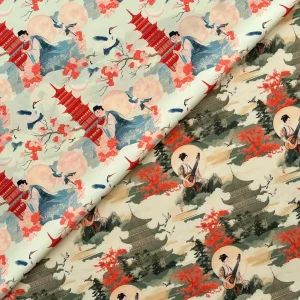 1 pièce, tissu imprimé à motifs architecturaux anciens crée une riche atmosphère de poésie classique, tissu cousu à la main, 100% polyester 1 pièce, tissu imprimé à motifs architecturaux anciens crée une riche atmosphère de poésie classique, tissu cousu à la main, 100% polyester