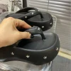 tongs d'été à plateforme compensée, semelles épaisses, talons hauts, chaussures de plage, pantoufles d'extérieur, tongs de plage à bout ouvert, 2025