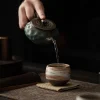 tasse à thé japonaise en poterie brute faite à la main, service à thé kung fu en céramique, tasse unique, style antique, chemin silencieux, artisanat antique, cadeau