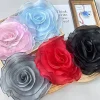 Patch de fleur de rose fait à la main, accessoires de broche artificielle, fleur de poitrine en organza, applique de couture bricolage, nouveau Patch de fleur de rose fait à la main, accessoires de broche artificielle, fleur de poitrine en organza, applique de couture bricolage, nouveau
